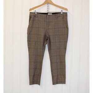 Anthropologie The Essential Slim Crop‎ Pants Check Plaid Chino Office Size 12